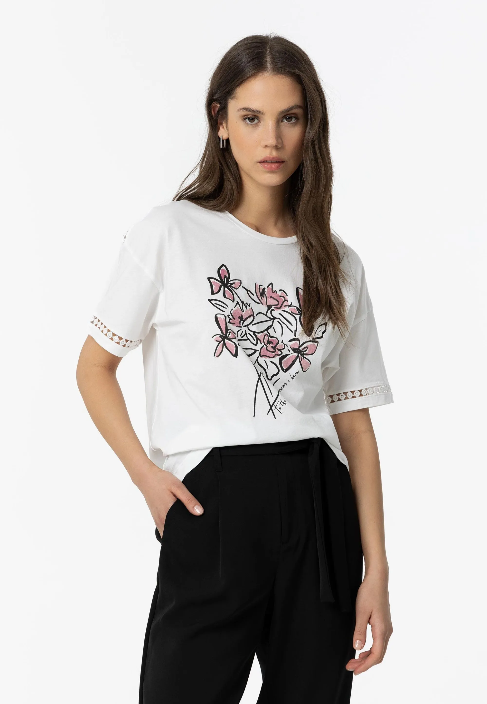 T-SHIRT DAMSKI Z NADRUKIEM I KOSMETYCZNĄ TIFFOSI 10054159