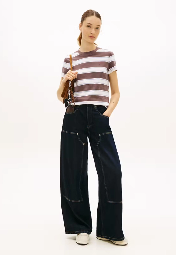 T-SHIRT DAMSKI Z KTÓTKIM RĘKAWEM W PASY TOMMY JEANS DW0DW21834