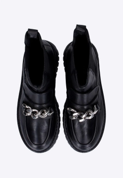 BOTKI DAMSKIE SKÓRZANE Z OZDOBNYM ŁAŃCUSZKIEM SHOELAB WH401 H26