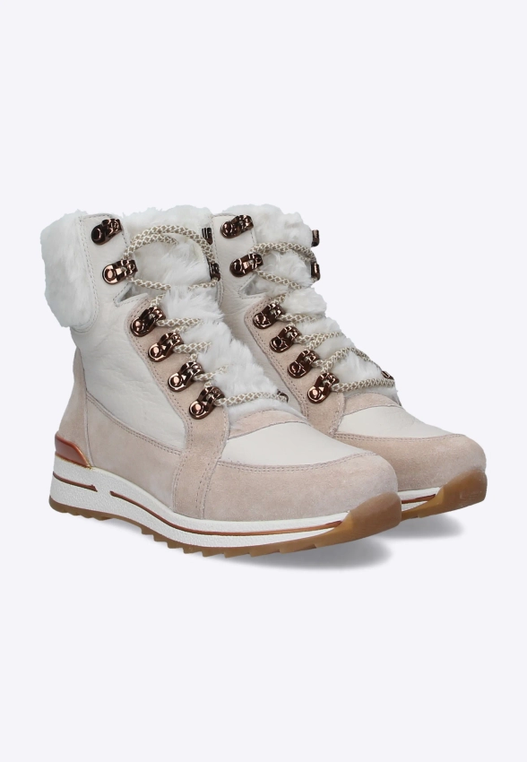 SKÓRZANE BOTKI DAMSKIE Z OZDOBNYM FUTERKIEM ARA 12-24599-07