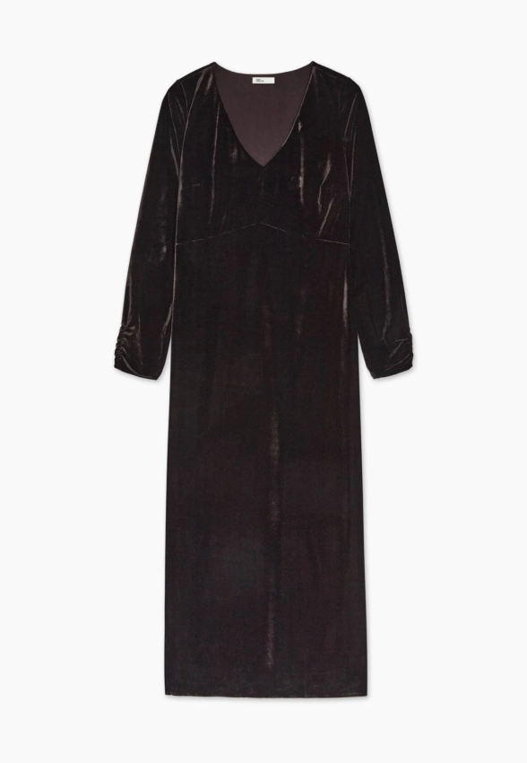 AKSAMITNA SUKIENKA DAMSKA MIDI Z DŁUGIM RĘKAWEM YERSE 43674