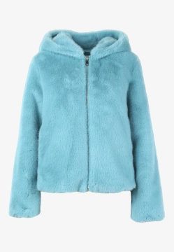 KRÓTKIE SZTUCZNE FUTRO DAMSKIE Z KAPTUREM CENSURED JW1644 FRN5