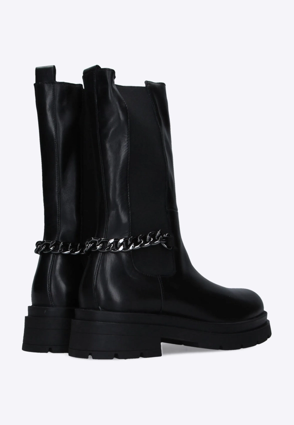 WYSOKIE BOTKI DAMSKIE SKÓRZANE OZDOBIONE ŁAŃCUSZKIEM QUEEN HELENA SHOES QH22S278