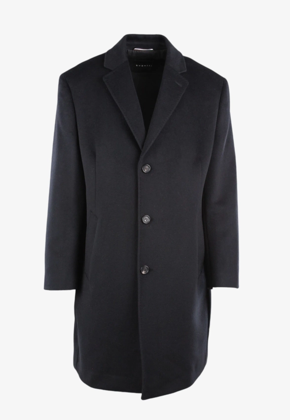 WEŁNIANY JEDNORZĘDOWY PŁASZCZ MĘSKI Z DOMIESZKĄ WEŁNY BUGATTI 821300 84240