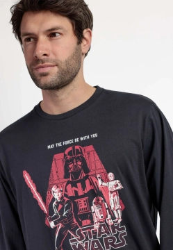 BAWEŁNIANA PIŻAMA MĘSKA Z DŁUGIM RĘKAWEM STAR WARS ADMAS 63478
