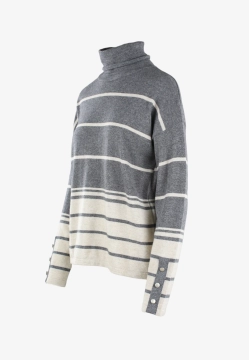 GOLF DAMSKI W PASY Z DOMIESZKĄ WEŁNY I WISKOZY MAIN & LAND A837