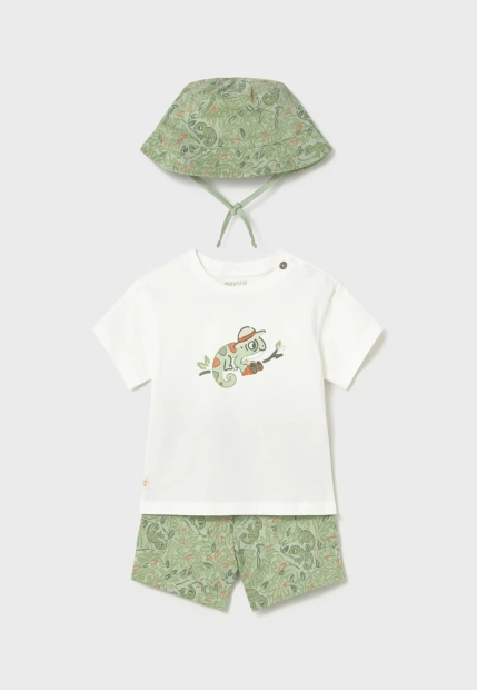 KOMPLET CHLOPIECY T-SHIRT BERMUDY CZAPKA MAYORAL 1667