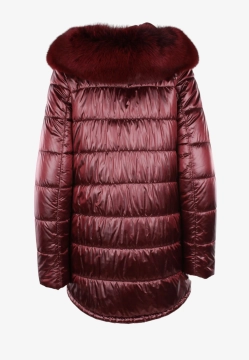 PIKOWANA KURTKA DAMSKA Z FUTRZANYM KOŁNIERZEM I KAPTUREM FAN LEATHER 522