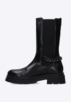 WYSOKIE BOTKI DAMSKIE SKÓRZANE OZDOBIONE ŁAŃCUSZKIEM QUEEN HELENA SHOES QH22S278