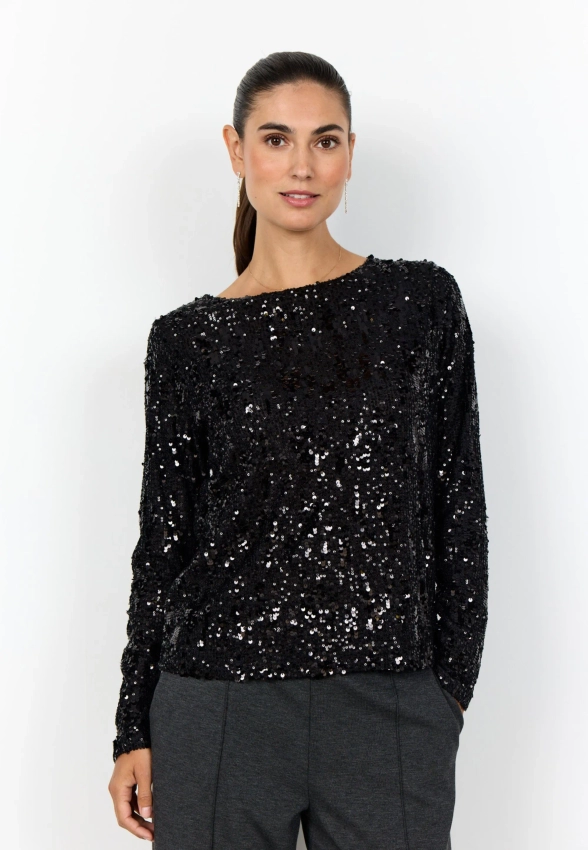 BLUZKA DAMSKA Z DŁUGIM RĘKAWEM OZDOBIONA CEKINAMI SOYACONCEPT 27322