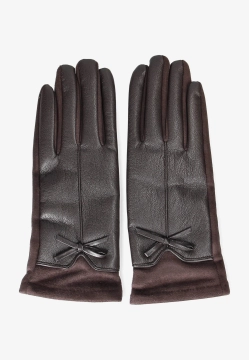 RĘKAWICZKI DAMSKIE Z MIĘKKIEJ SKÓRY EKOLOGICZNEJ I MATERIAŁU DIANA & CO DND8635