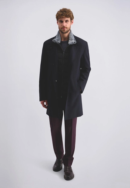 PŁASZCZ MĘSKI Z ODPINANĄ WASTAWKĄ Z FUTRZANYM KOŁNIERZEM PIERRE CARDIN C8 10183 0122