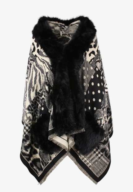 PONCZO DAMSKIE Z SZTUCZNYM FUTERKIEM GIAN MARCO VENTURI 63205