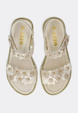 SANDAŁY DZIEWCZĘCE OZDOBIONE KWIATUSZKAMI ASSO AG14820B
