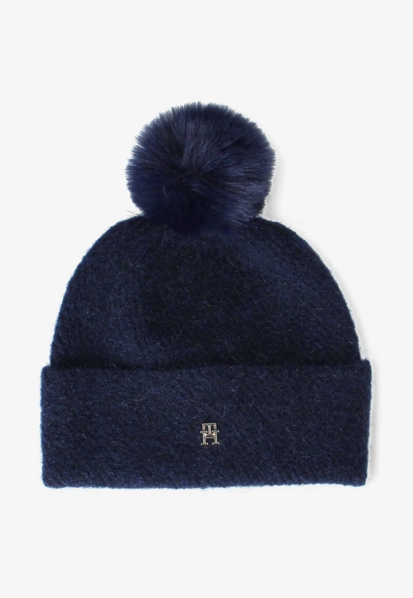 CZAPKA DAMSKA Z WYMIENNYM POMPONEM Z DOMIESZKĄ WEŁNY I ALPAKI TOMMY HILFIGER AW0AW18212C