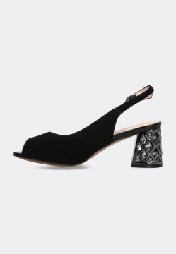 ZAMSZOWE SANDAŁY DAMSKIE Z OZDOBNYM OBCASEM LORETTA VITALE D40505A