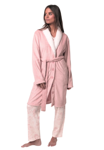 KRÓTKI POLAROWY SZLAFROK DAMSKI Z TŁOCZONYM WZOREM ADMAS 67296