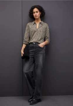 DŻERSEJOWA BLUZKA DAMSKA W PANTERKĘ ZAPINANA NA GUZIKI STREET ONE 4 QR324186