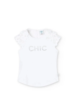 T-SHIRT DZIEWCZĘCY Z KWIATOWYMI RĘKAWAMI I DO 728197