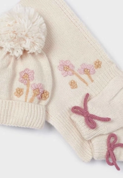 KOMPLET 3-CZĘŚCIOWY Z SZALIKIEM W KWIATKI DZIEWCZĘCY MAYORAL 10826