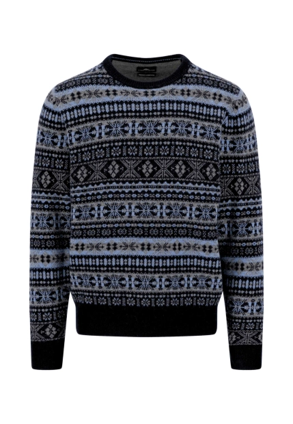 WEŁNIANY SWETER MĘSKI Z ZIMOWYM WZOREM FYNCH HATTON 1510 364