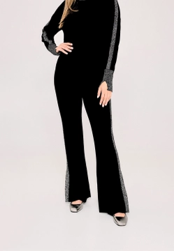 SPODNIE-DZWONY DAMSKIE Z BŁYSZCZĄCYM LAMPASEM ANCORA EBRO