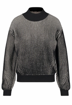 PÓŁGOLF DAMSKI Z PRĄŻKOWANEJ DZIANINY O BŁYSZCZĄCYM EFEKCIE TAIFUN 472435-15411