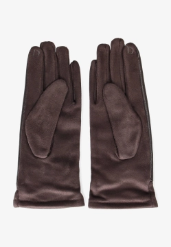 RĘKAWICZKI DAMSKIE Z MIĘKKIEJ SKÓRY EKOLOGICZNEJ I MATERIAŁU DIANA & CO DND8635