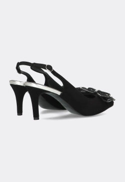 ZAMSZOWE SZPILKI DAMSKIE Z ODKRYTĄ PIETĄ I KOKARDĄ VICTIM B-5344