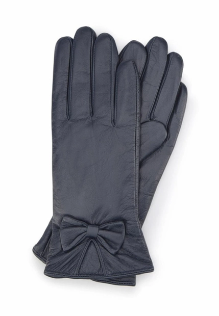 DAMSKIE RĘKAWICZKI SKÓRZANE Z KOKARDKĄ WITTCHEN 39-6-550-GC-S