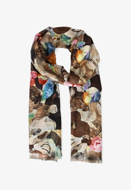 SZAL DAMSKI W KWIATOWY WZÓR Z WISKOZY S-113039