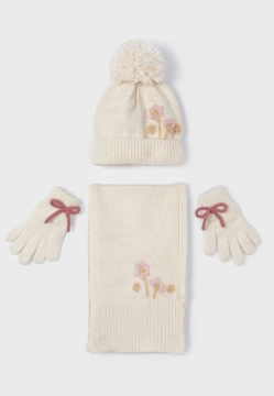 KOMPLET 3-CZĘŚCIOWY Z SZALIKIEM W KWIATKI DZIEWCZĘCY MAYORAL 10826