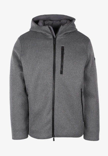 DZIANINOWA KURTKA MĘSKA Z KAPTUREM ZAPINANA NA ZAMEK UNITY BURBER