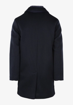 JEDNORZĘDOWY PŁASZCZ MĘSKI Z DZIANIANY TECHNICZNEJ Z PIKOWANĄ WSTAWKĄ UNITY COAT