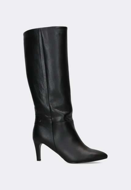 SKÓRZANE KOZAKI DAMSKIE NA OBCASIE EKS 2694