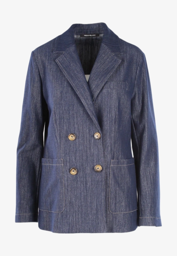 DWURZĘDOWA MARYNARKA DAMSKA Z JERSEYU O WYGLĄDZIE JEANSU PENNYBLACK ILIADE