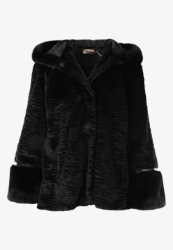 KRÓTKIE SZTUCZNE FUTERKO DAMSKIE Z KAPTUREM BLUE ENEMY DANY