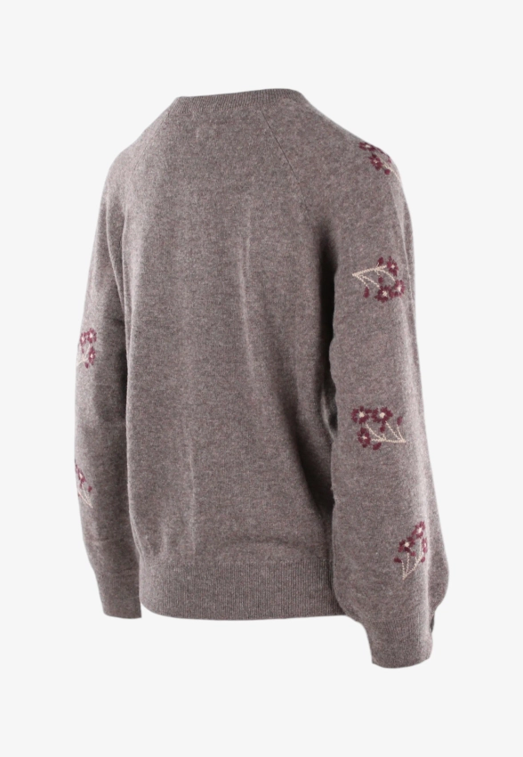 SWETER DAMSKI Z KWIATOWYM HAFTEM Z DOMIESZKĄ KASZMIRU YERSE 43514