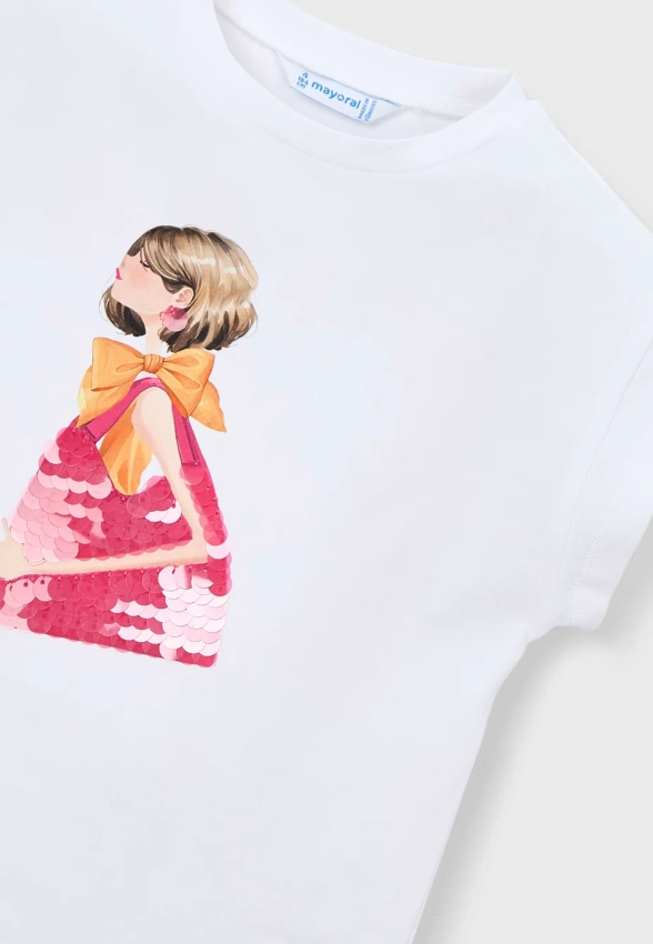 T-SHIRT DZIĘWCZECY Z NADRUKIEM MAYORAL 3005