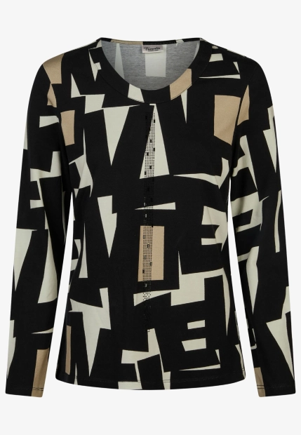 WZORZYSTY T-SHIRT DAMSKI Z DŁUGIM RĘKAWEM BARBARA LEBEK 37720052