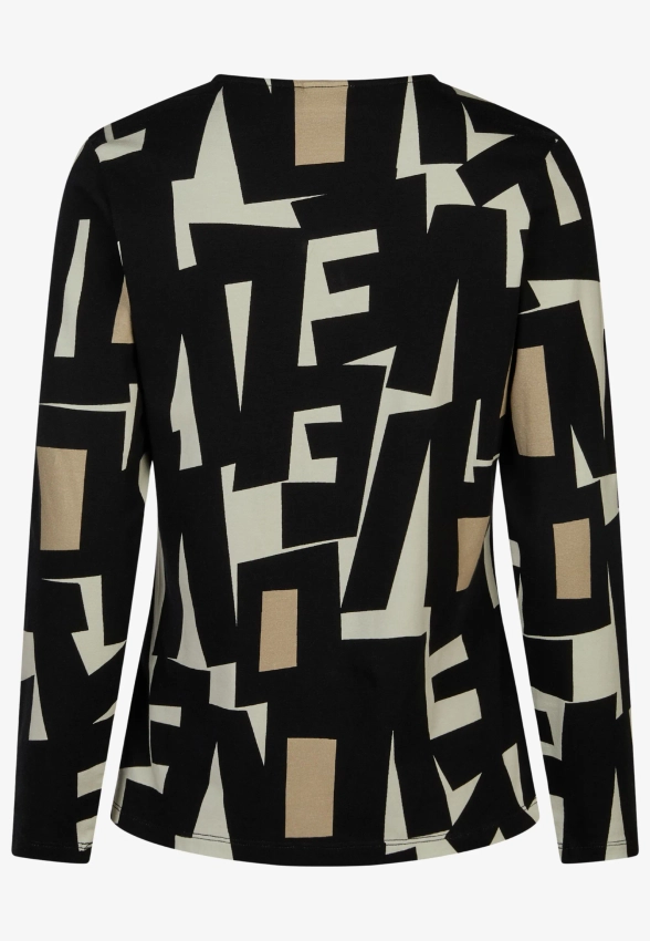 WZORZYSTY T-SHIRT DAMSKI Z DŁUGIM RĘKAWEM BARBARA LEBEK 37720052