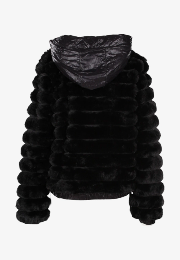 FUTRZANA KURTKA DAMSKA Z KAPTUREM YES ZEE J012 K200