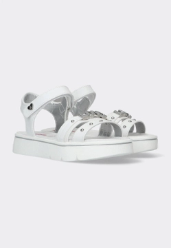 SANDAŁY DZIEWCZĘCE Z METALOWĄ OZDOBĄ Z NAPISEM LOVE ASSO AG14843A