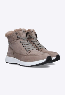 SKÓRZANE BOTKI DAMSKIE Z OZDOBNYM FUTERKIEM CAPRICE 9-26210-29