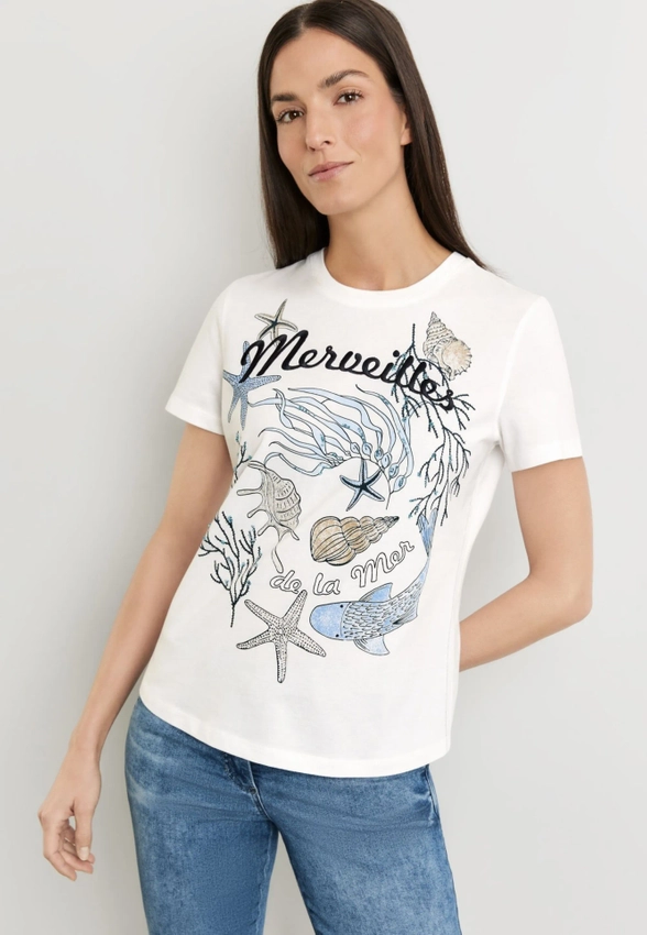 T-SHIRT DAMSKI Z MORSKIM NADRUKIEM GERRY WEBER 270023-44027