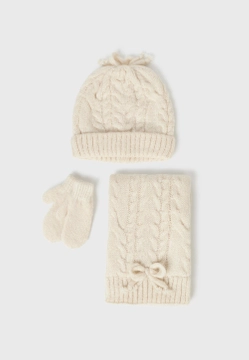 KOMPLET DZIEWCZĘCY CZAPKA Z SZALIKIEM I RĘKAWICZKAMI MAYORAL 10281