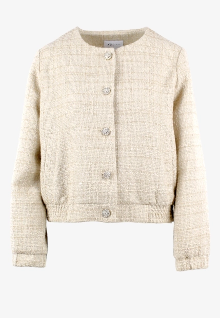 MARYNARKA DAMSKA TYPU BOMBERKA ZE STRUKTURALNEJ TKANINY Z POŁYSKUJACĄ NITKĄ ZAPS ALCAMO