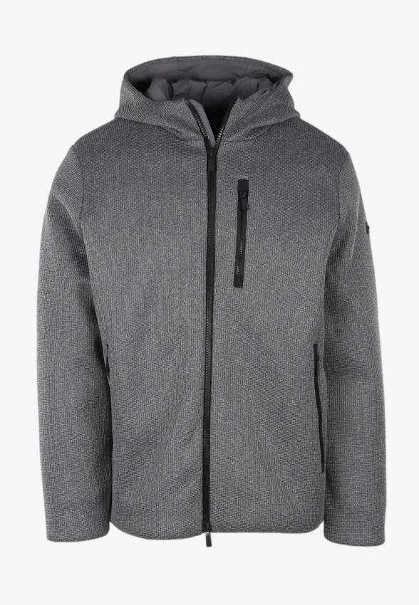 DZIANINOWA KURTKA MĘSKA Z KAPTUREM ZAPINANA NA ZAMEK UNITY BURBER