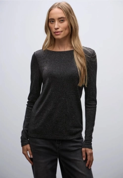 T-SHIRT DAMSKI Z DŁUGIM RĘKAWEM Z BŁYSZCZĄCĄ NITKĄ Z WISKOZY STREET ONE 5 323838