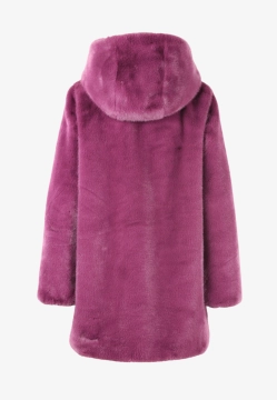 PŁASZCZ DAMSKI ZE SZTUCZNEGO FUTERKA Z KAPTUREM CENSURED CW1881 FRN5